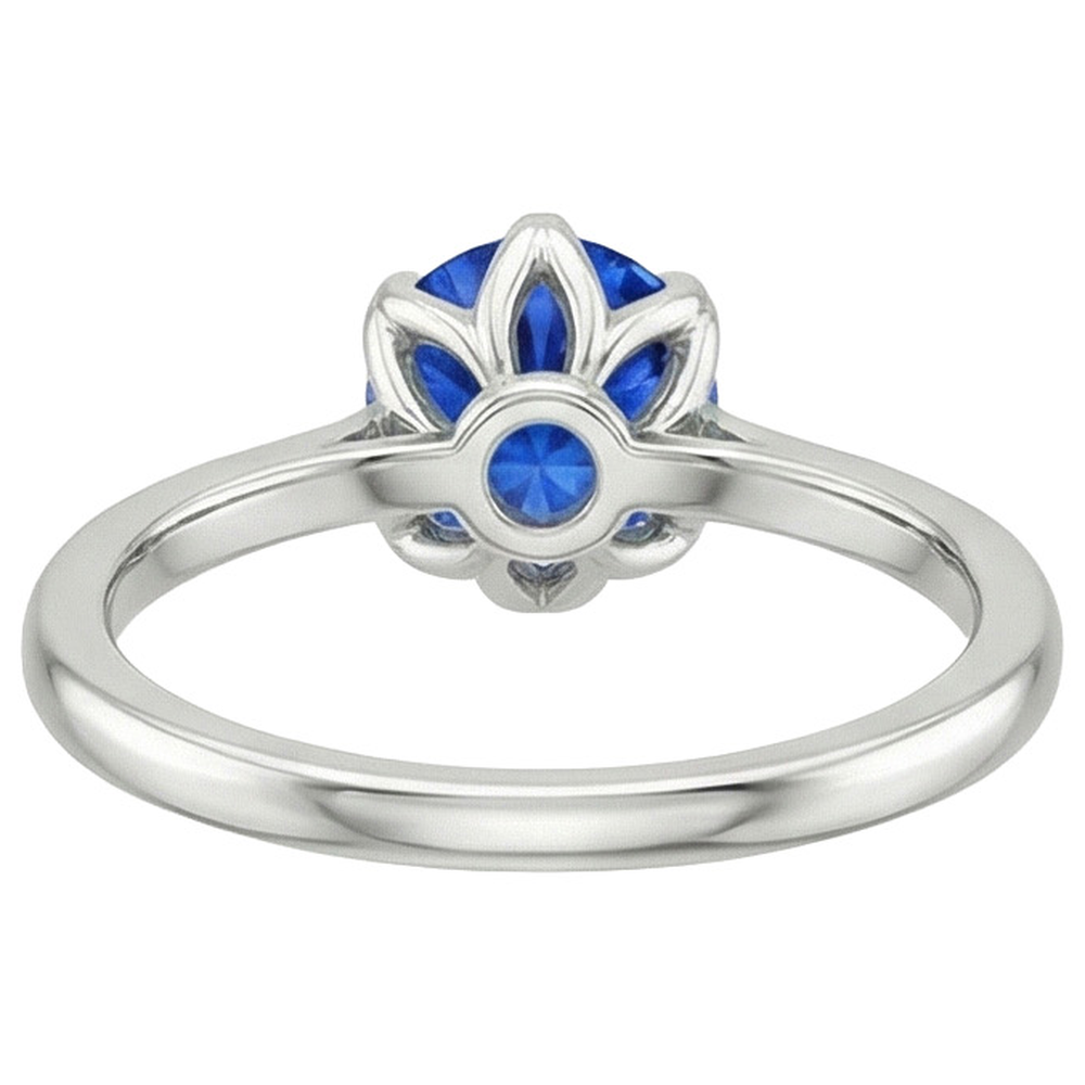Solitär Sri Lanka Saphir Ring 2 Karat Konischer Schaft Weißgold