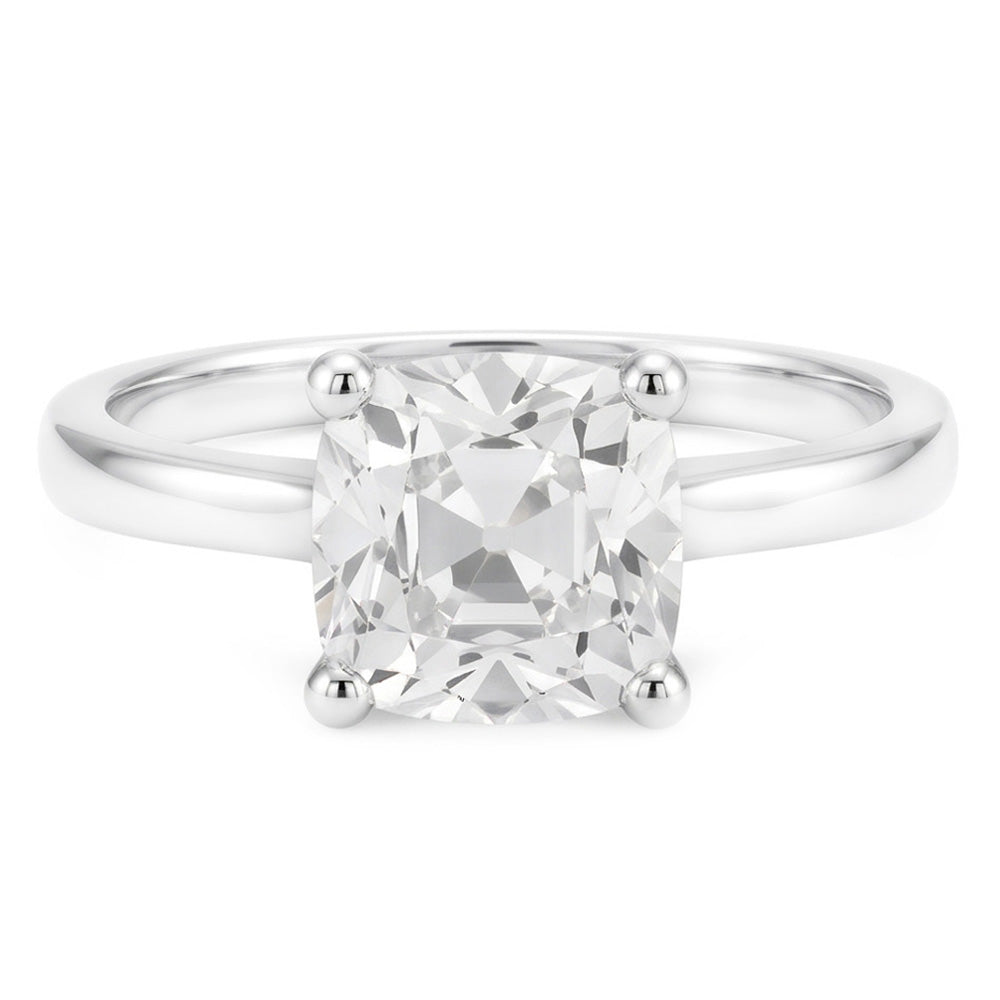 Solitär-Verlobungsring 14K Weißgold – Diamant Cushion 5 Karat