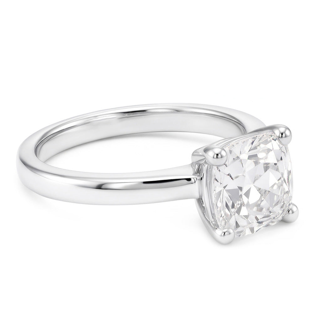Solitär-Verlobungsring 14K Weißgold – Diamant Cushion 5 Karat