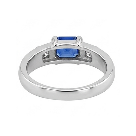 Solitär-Verlobungsring in Trillionenform tiefblauer Saphir 1 Karat