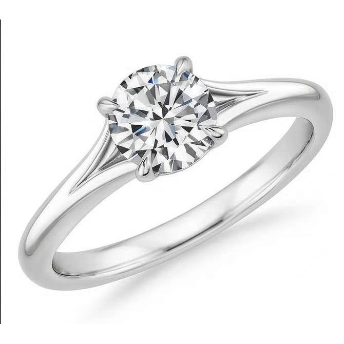 Solitär-Verlobungsring mit 0,75 Karat rundem Aus der Erde Abgebauter Natürlicher Diamant, echtes 14-Karat-Gold, neu