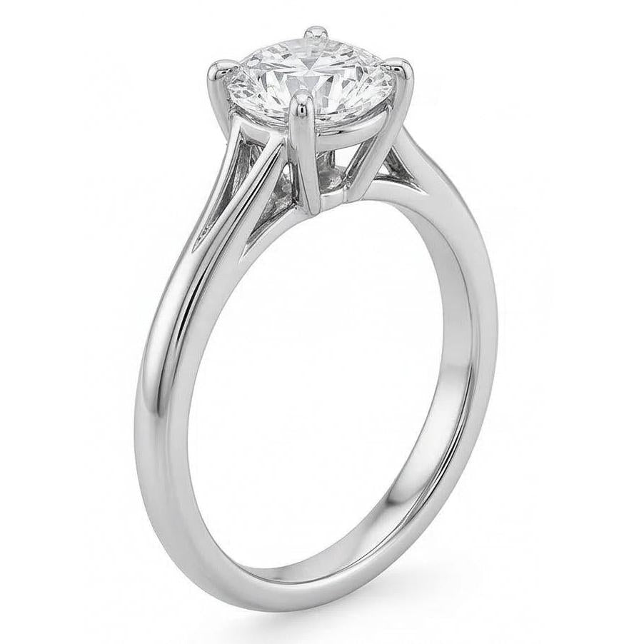 Solitär-Verlobungsring mit 0,75 Karat rundem Aus der Erde Abgebauter Natürlicher Diamant, echtes 14-Karat-Gold, neu