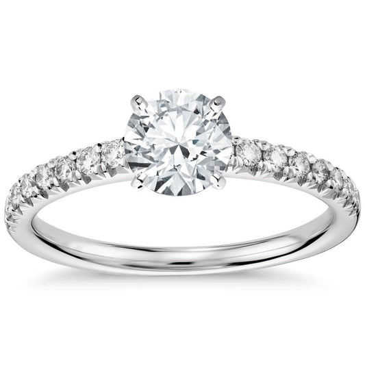 Solitär im Rundschliff mit Akzent 3,90 ct Echt Aus der Erde Abgebauter Natürlicher Diamanten Ring Weißgold 14K
