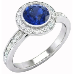 Solitär im Rundschliff mit Akzenten 2.40 ct Ceylon-Saphir-Aus der Erde Abgebauter Natürlicher Diamanten-Ring
