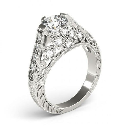 Solitär mit Akzent 1,50 ct. Echt Diamant-Verlobungsring aus Weißgold