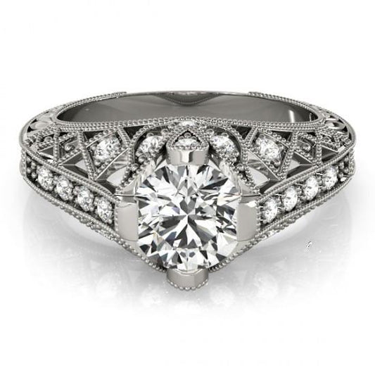 Solitär mit Akzent 1,50 ct. Echt Diamant-Verlobungsring aus Weißgold
