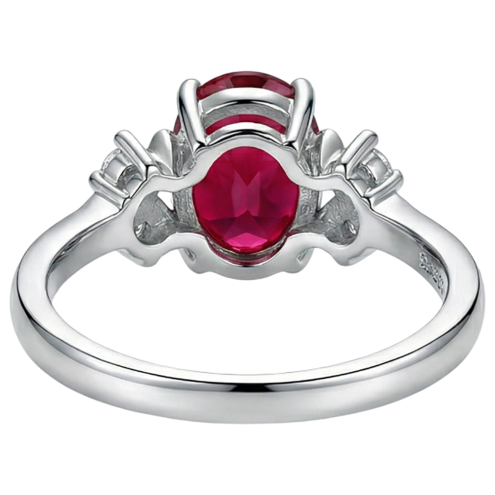 Solitär mit Akzent 1,70 ct. Rubin und Aus der Erde Abgebauter Natürlicher Diamanten Ring Weißgold 14K
