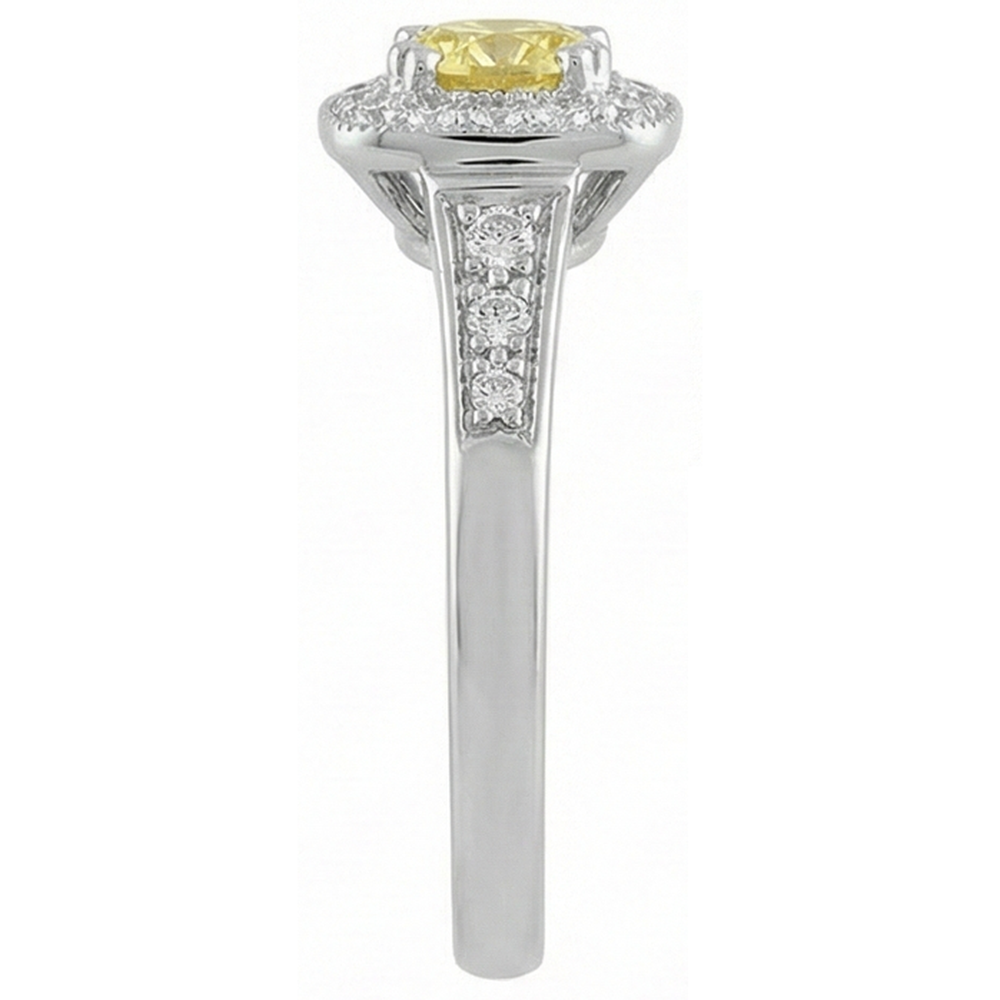 Solitär mit Akzent 3,5 Kt Gelber Saphir und Aus der Erde Abgebauter Natürlicher Diamanten Ring