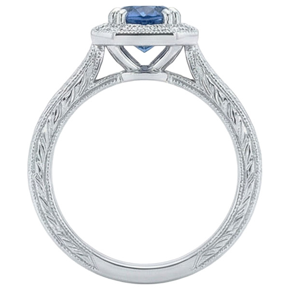 Solitär mit Akzent 3,75 ct Saphir und Aus der Erde Abgebauter Natürlicher Diamanten Ring Weißgold