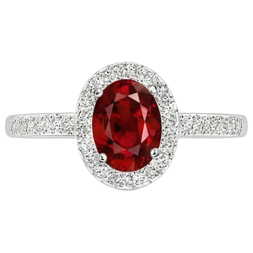 echter oval rubin 3.85Karat ring Vorderansicht