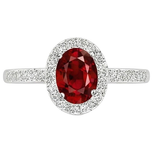 echter oval rubin 3.85Karat ring Vorderansicht