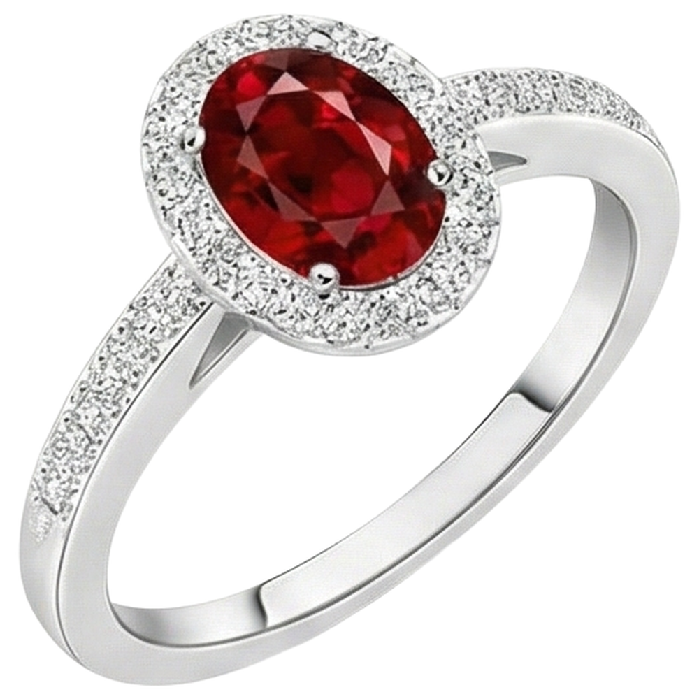 echter oval rubin 3.85Karat ring Seitenansicht