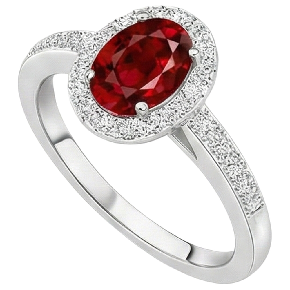 echter oval rubin 3.85Karat ring Detailansicht