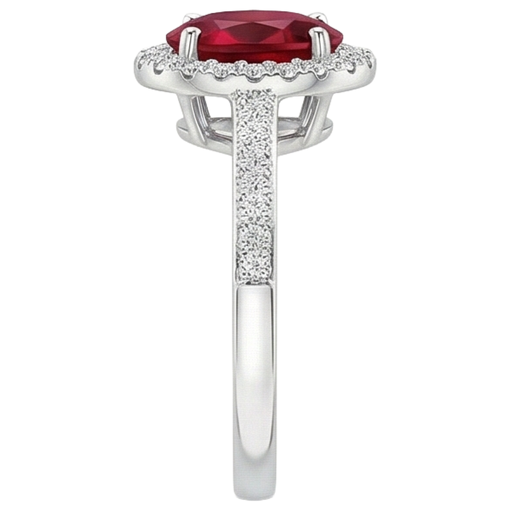 echter oval rubin 3.85Karat ring Draufsicht