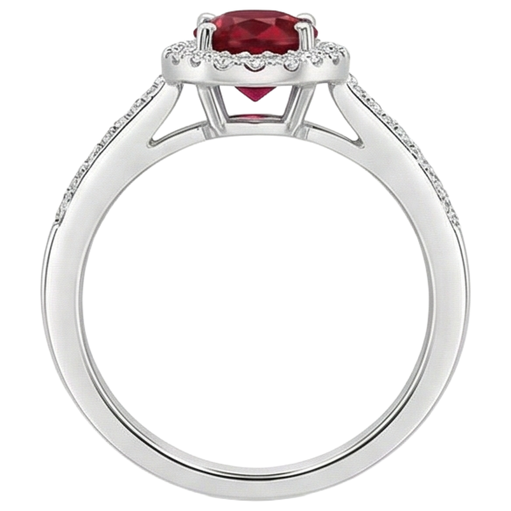 echter oval rubin 3.85Karat ring Profilansicht