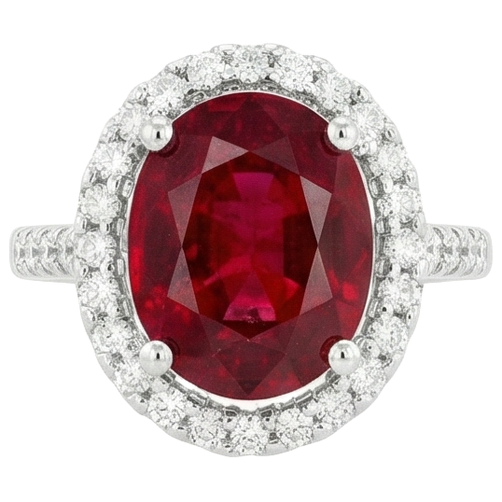 echter oval rubin 7Karat ring Vorderansicht
