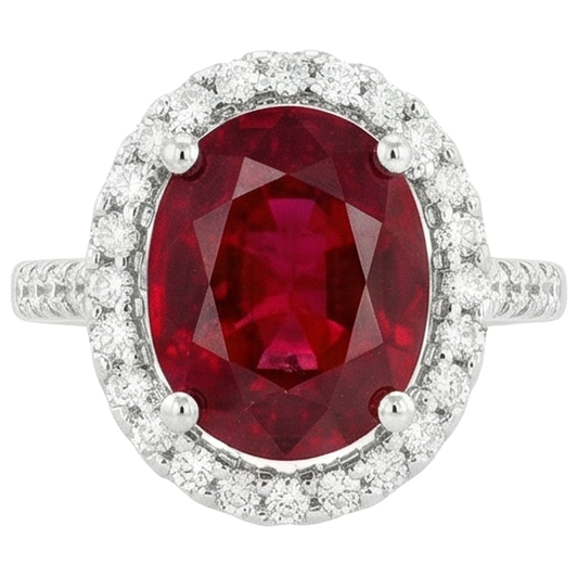 echter oval rubin 7Karat ring Vorderansicht