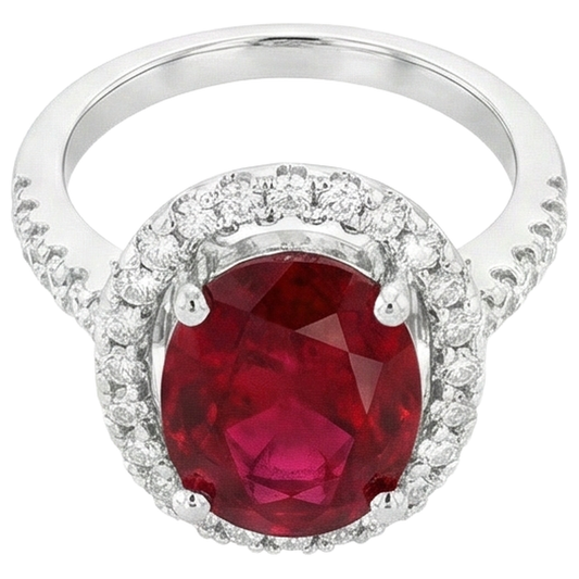 echter oval rubin 7Karat ring Seitenansicht