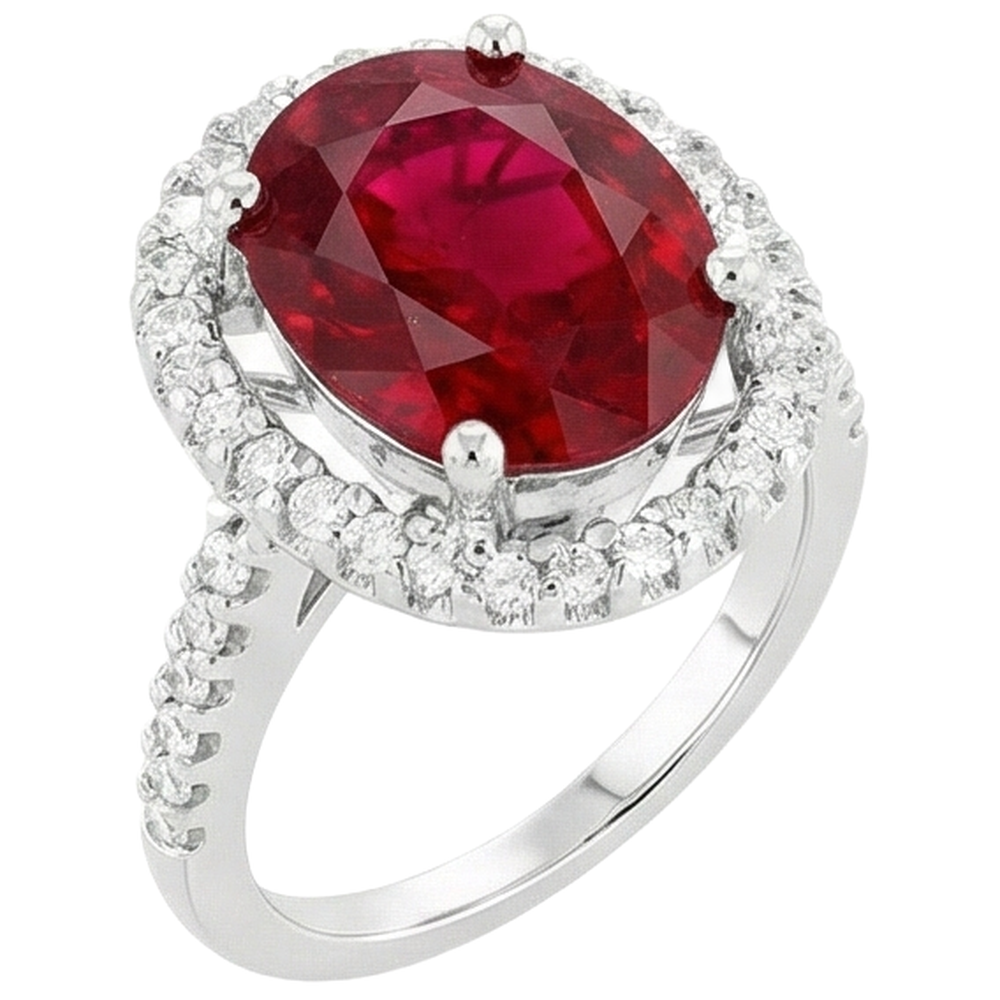 echter oval rubin 7Karat ring Detailansicht