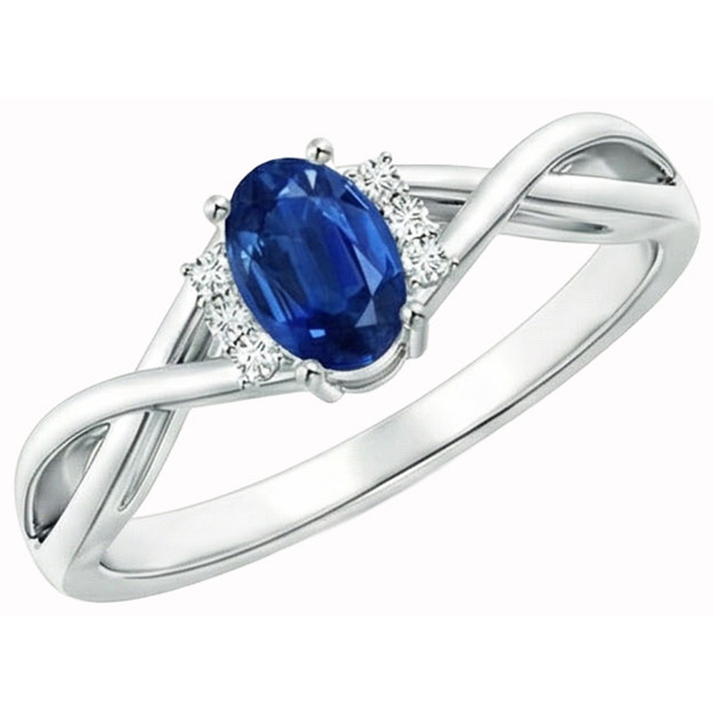 Solitär mit Akzenten 1.80 Kt. Sri Lanka Blauer Saphir-Aus der Erde Abgebauter Natürlicher Diamanten-Ring