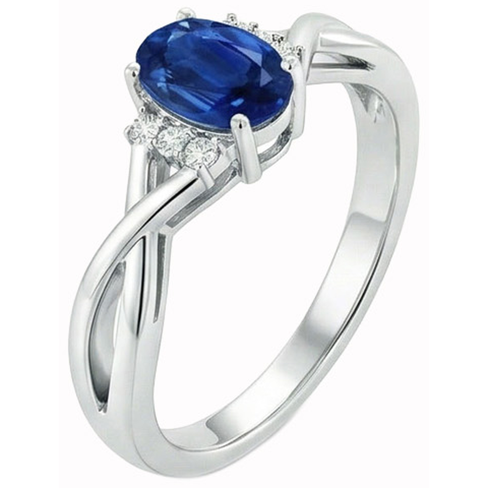Solitär mit Akzenten 1.80 Kt. Sri Lanka Blauer Saphir-Aus der Erde Abgebauter Natürlicher Diamanten-Ring