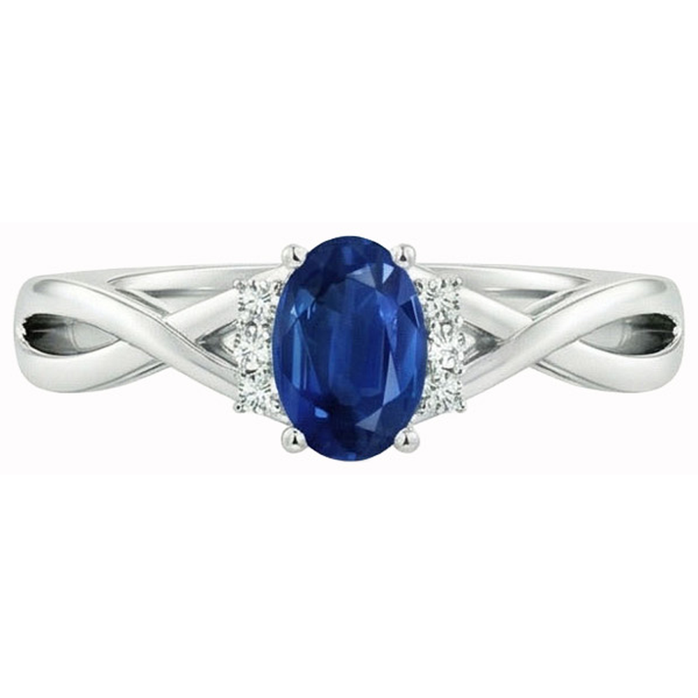 Solitär mit Akzenten 1.80 Kt. Sri Lanka Blauer Saphir-Aus der Erde Abgebauter Natürlicher Diamanten-Ring