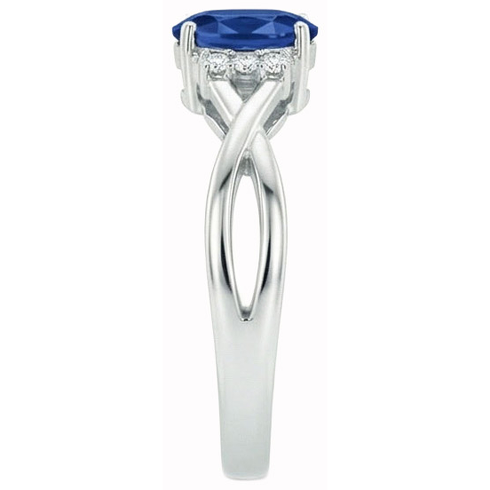 Solitär mit Akzenten 1.80 Kt. Sri Lanka Blauer Saphir-Aus der Erde Abgebauter Natürlicher Diamanten-Ring