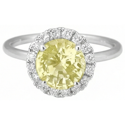 Solitär mit Akzenten 4 Karat Gelber Saphirring Weißgold 14K
