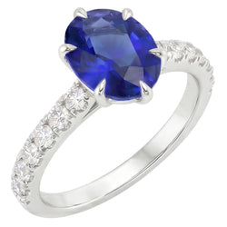 Solitär mit Akzenten Ring Blauer Saphir & Pave Natürlicher Diamant ( nicht im Labor gezüchtet ) 4 Karat besetzt