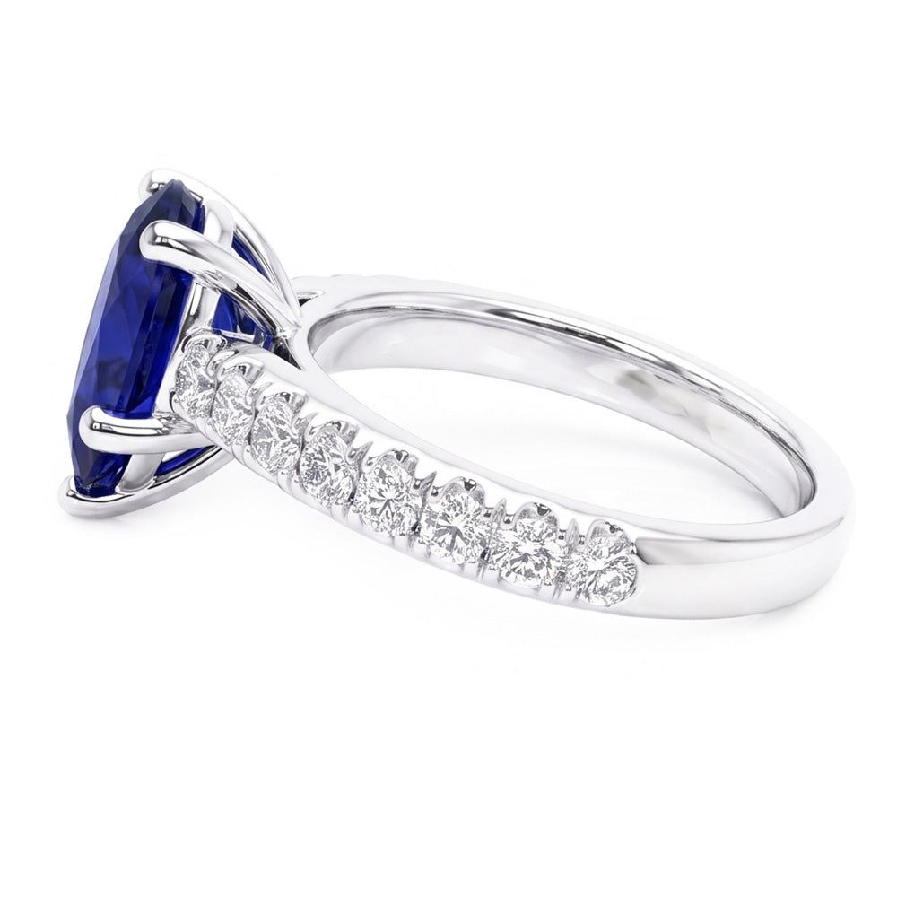 Solitär mit Akzenten Ring Teardrop Style Blauer Saphir 2,50 Karat
