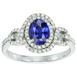 Solitär mit Akzenten Saphir-Aus der Erde Abgebauter Natürlicher Diamant-Ring 3,25 Karat WG 14K