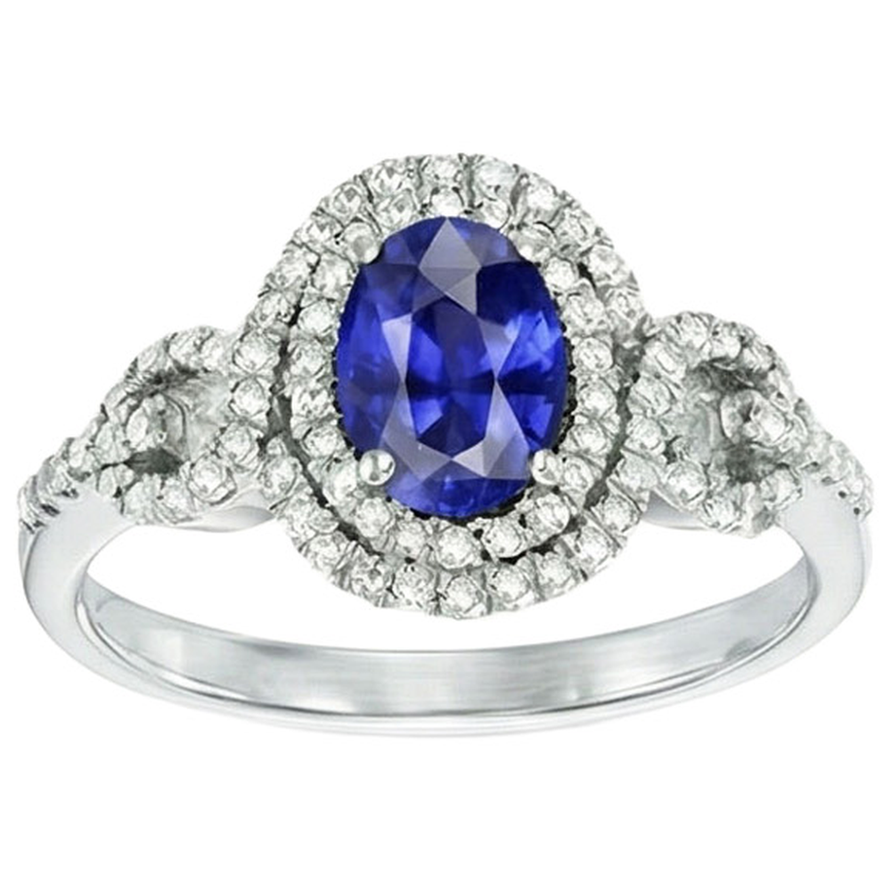 Solitär mit Akzenten Saphir-Aus der Erde Abgebauter Natürlicher Diamant-Ring 3,25 Karat WG 14K