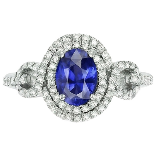 Solitär mit Akzenten Saphir-Aus der Erde Abgebauter Natürlicher Diamant-Ring 3,25 Karat WG 14K