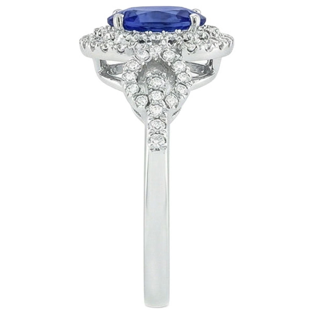 Solitär mit Akzenten Saphir-Aus der Erde Abgebauter Natürlicher Diamant-Ring 3,25 Karat WG 14K