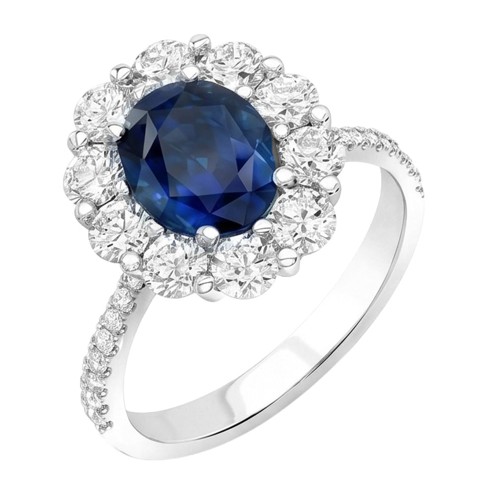 Solitär mit Akzenten Sri Lanka Saphirdiamanten 4.75 ct. Ring WG 14K