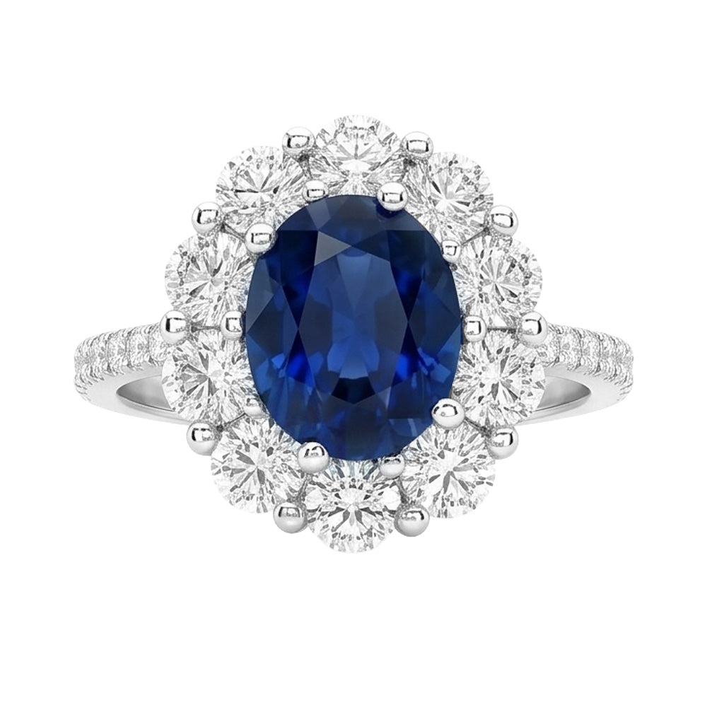 Solitär mit Akzenten Sri Lanka Saphirdiamanten 4.75 ct. Ring WG 14K