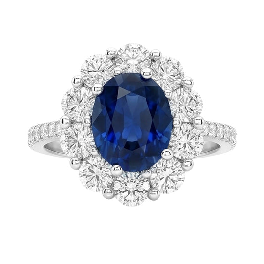 Solitär mit Akzenten Sri Lanka Saphirdiamanten 4.75 ct. Ring WG 14K