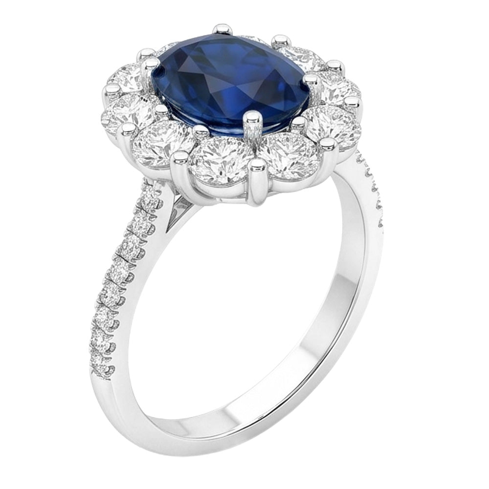 Solitär mit Akzenten Sri Lanka Saphirdiamanten 4.75 ct. Ring WG 14K