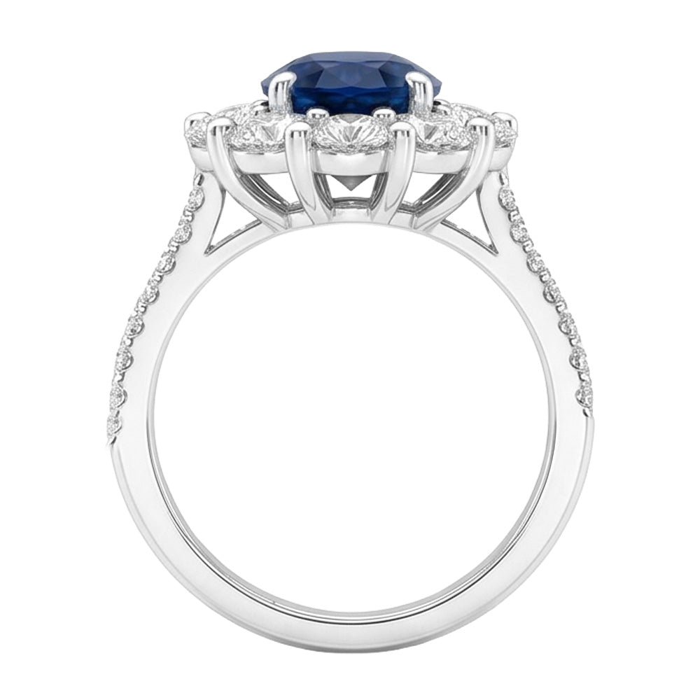 Solitär mit Akzenten Sri Lanka Saphirdiamanten 4.75 ct. Ring WG 14K