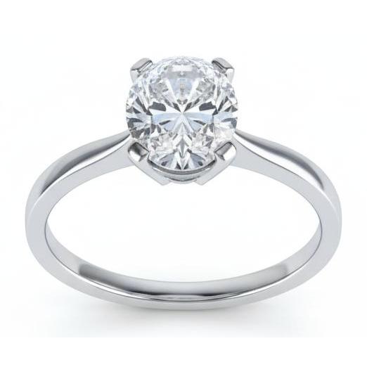 Solitär Oval 2.50 Karat Echt Aus der Erde Abgebauter Natürlicher Diamant-Verlobungsring 14K Weißgold