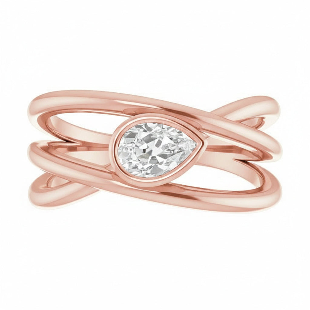 echter pear diamant 2Karat ring Seitenansicht