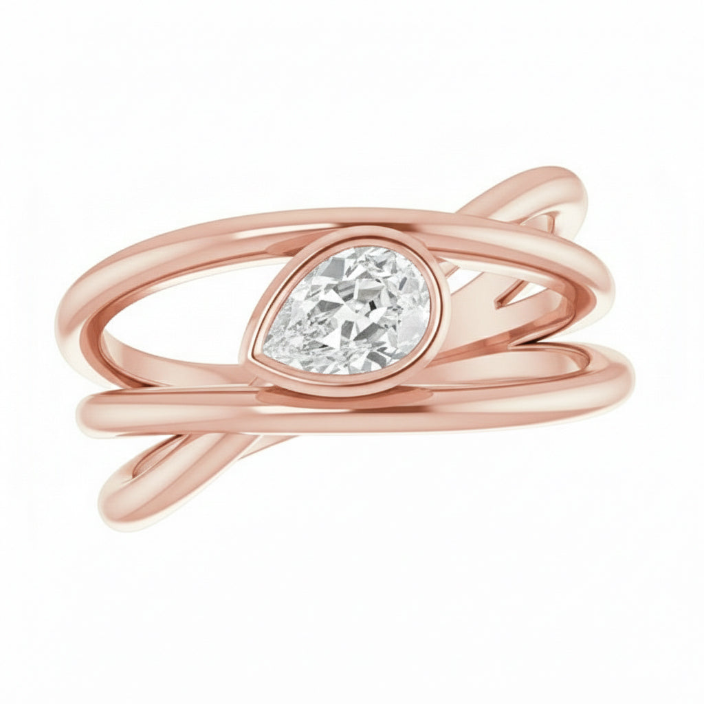 echter pear diamant 2Karat ring Detailansicht