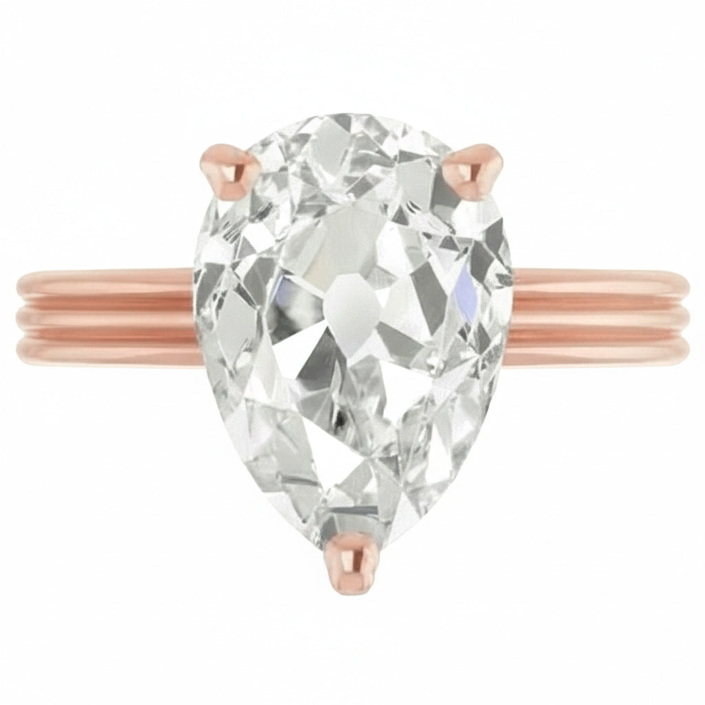 echter pear diamant 5Karat ring Detailansicht
