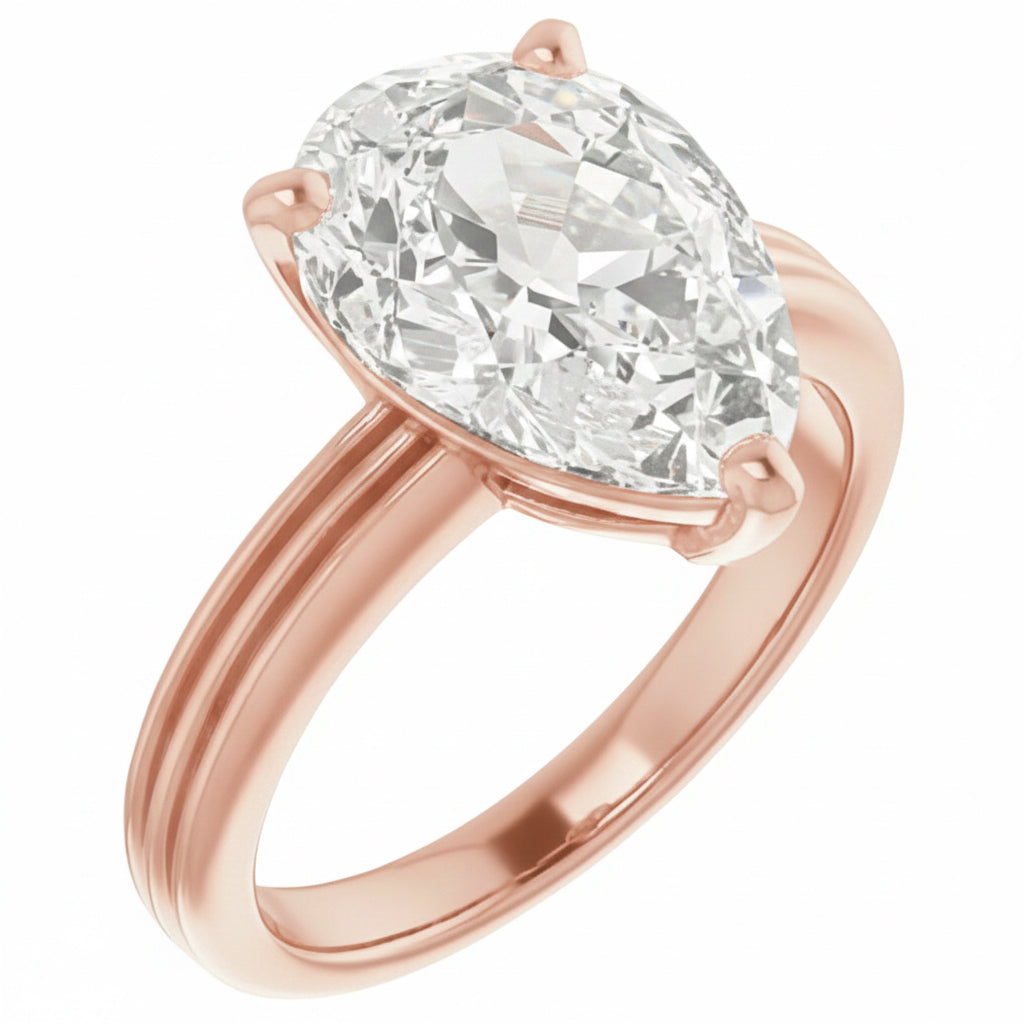 echter pear diamant 5Karat ring Draufsicht