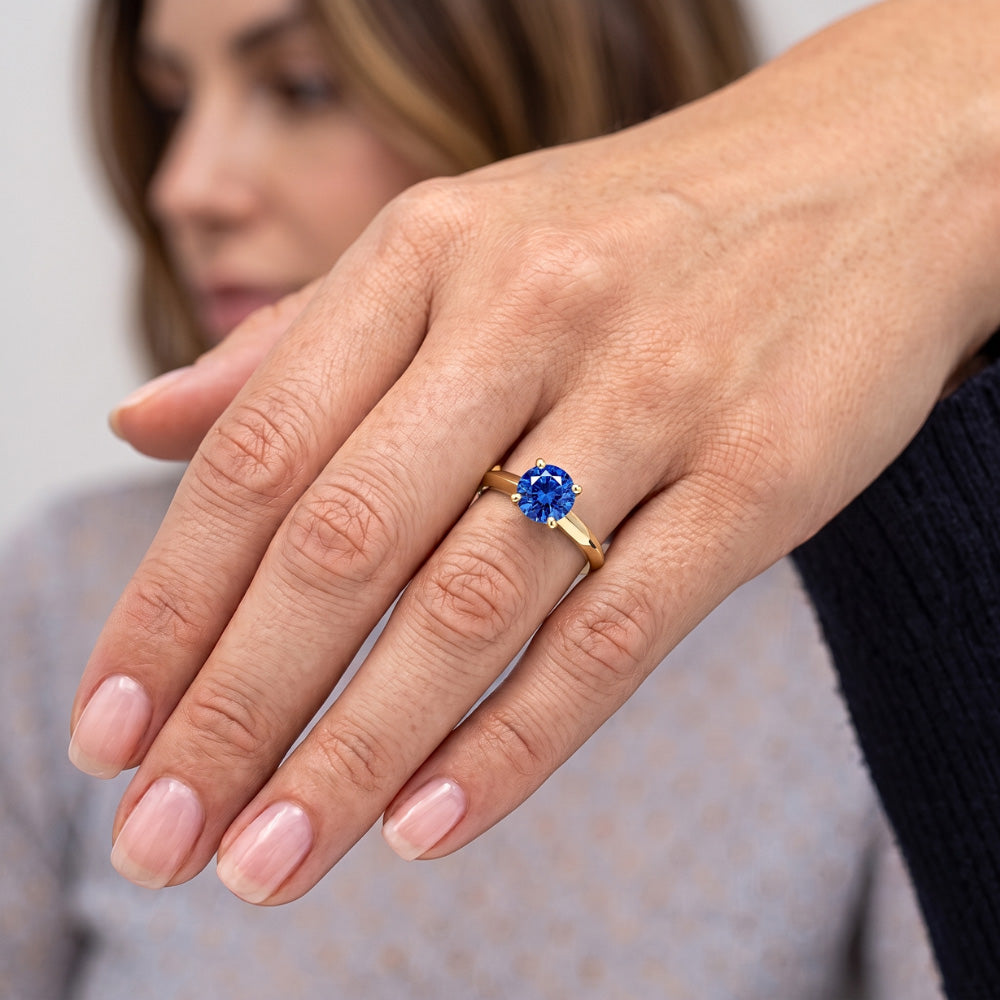 Solitärring Blauer Saphir 1,25 Karat Gelbgold 14K Schmuck