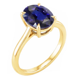 Solitärring Gelbgold Oval Sri Lanka Saphir 3,50 Karat