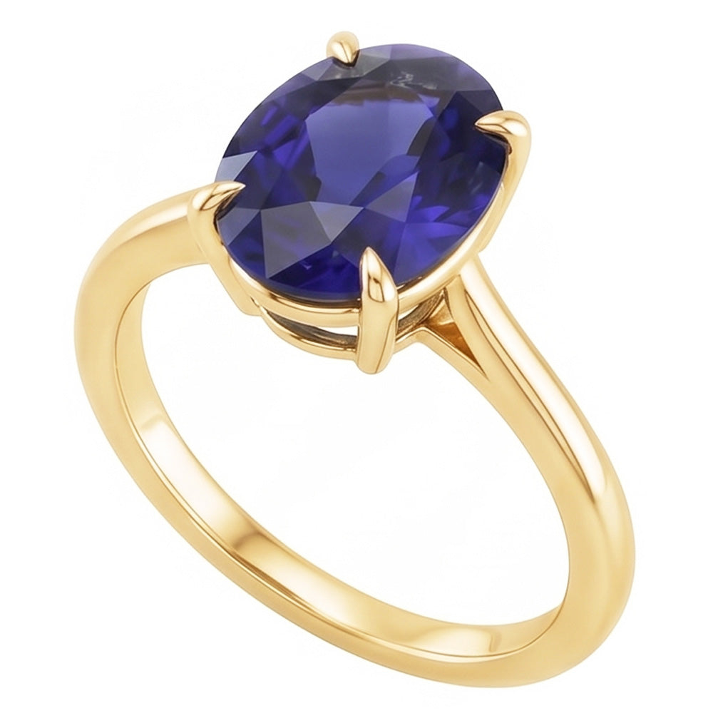Solitärring Gelbgold Oval Sri Lanka Saphir 3,50 Karat