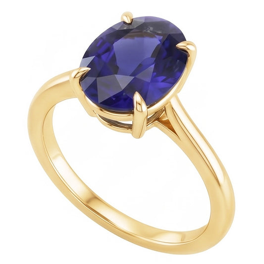 Solitärring Gelbgold Oval Sri Lanka Saphir 3,50 Karat