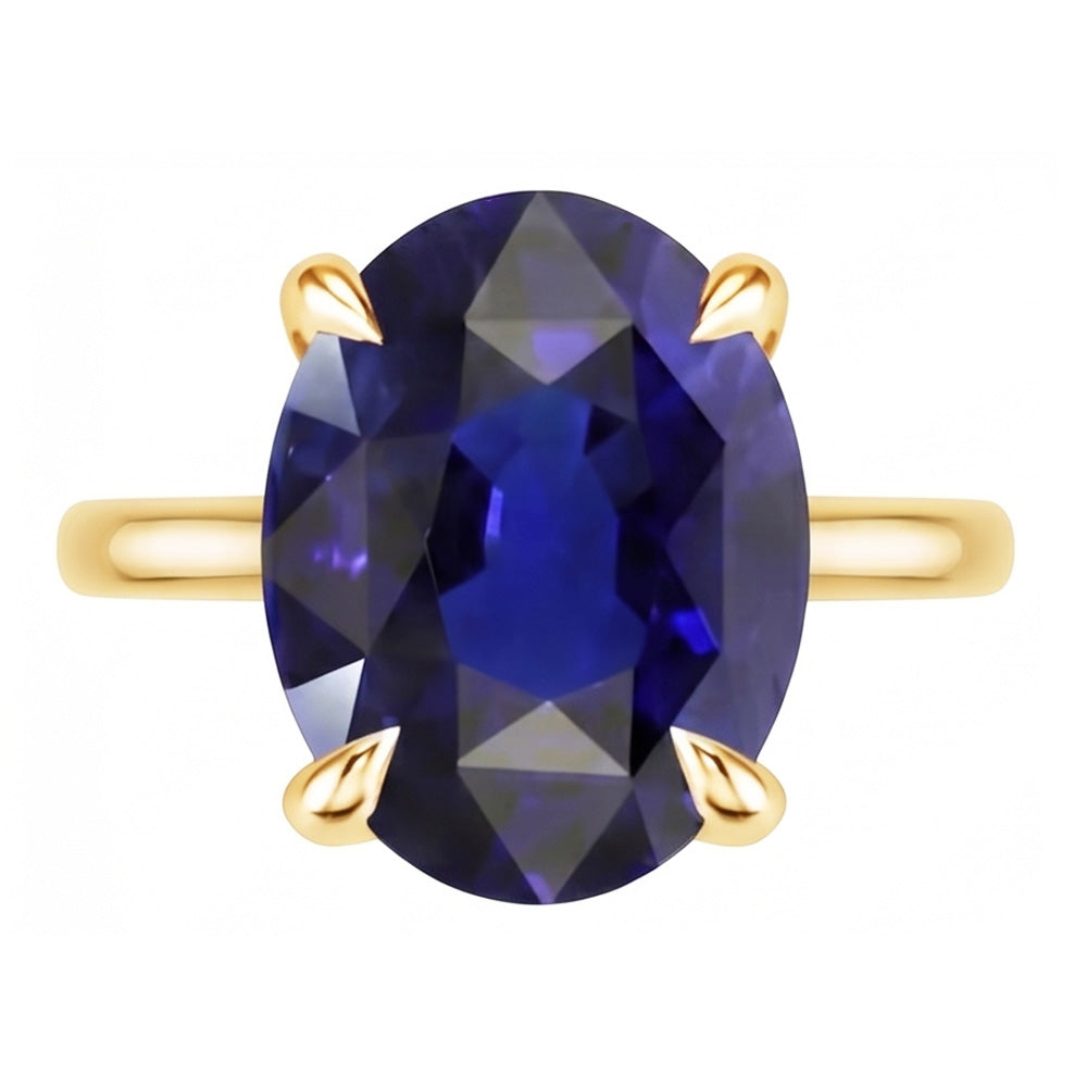 Solitärring Gelbgold Oval Sri Lanka Saphir 3,50 Karat