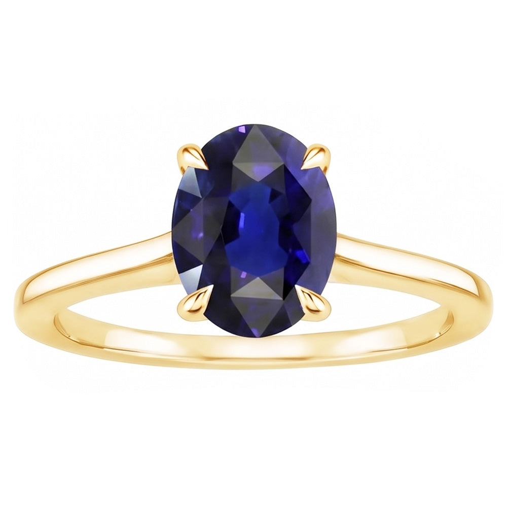 Solitärring Gelbgold Oval Sri Lanka Saphir 3,50 Karat